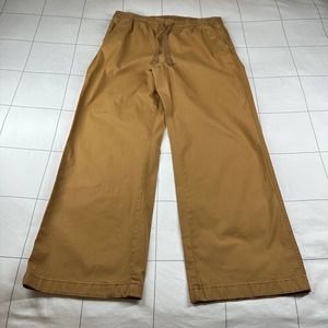 L.L. Bean Pants Womens 14 Brown Nutmeg Lakewashed Wide Leg Chino Casual Stretch